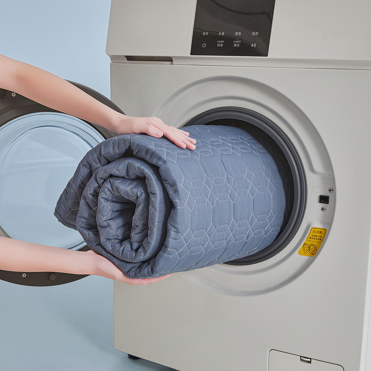 91家纺网 家纺一手货源 找家纺 曼陀罗 2025新款大豆纤维深睡床笠 静海蓝