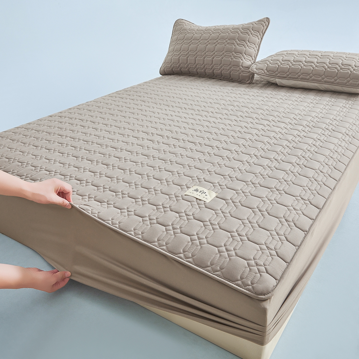 91家纺网 家纺一手货源 找家纺 曼陀罗 2025新款大豆纤维深睡床笠 月石灰