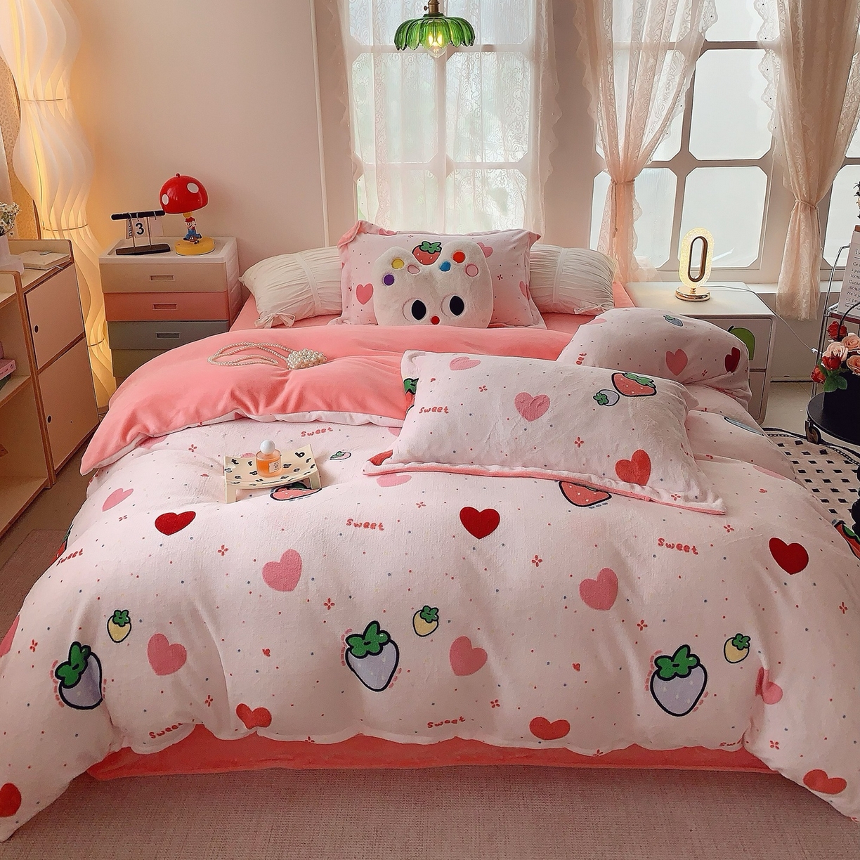 91家纺网 家纺一手货源 找家纺 （总）奈萝家纺 2025新款加厚小清新印花牛奶绒三件套四件套