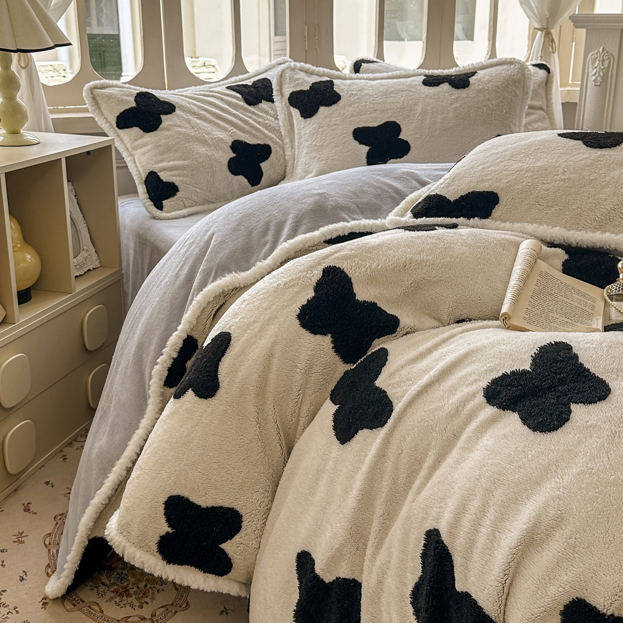 91家纺网 家纺一手货源 找家纺 新印象 2025新款阳离子绒牛奶绒保暖四件套 包边款阳离子绒-琳蝶