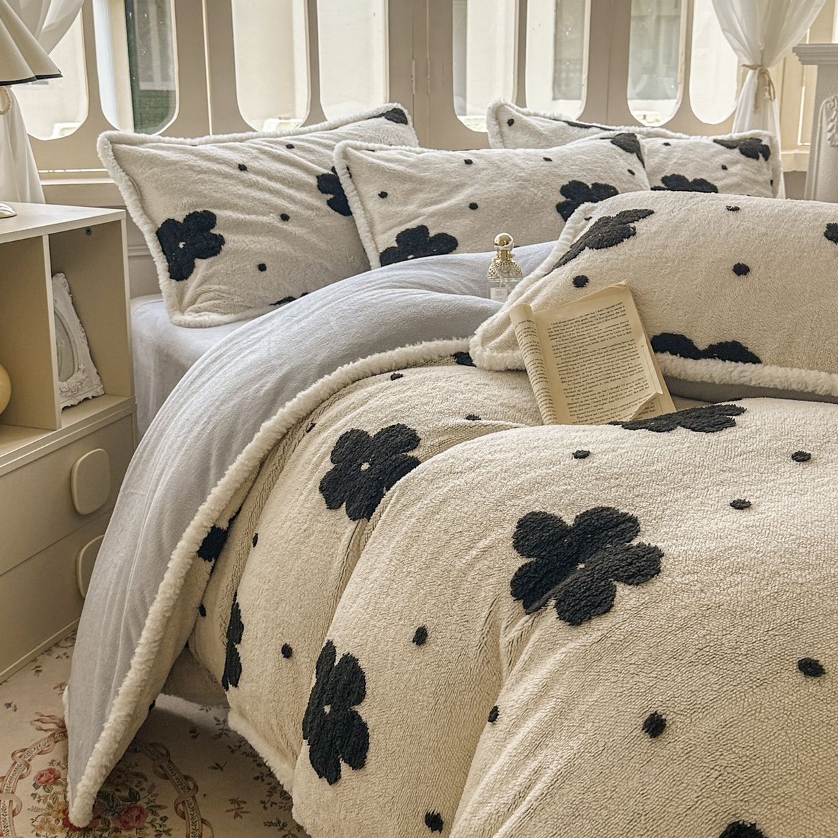 91家纺网 家纺一手货源 找家纺 新印象 2025新款阳离子绒牛奶绒保暖四件套 包边款阳离子绒-慕朵