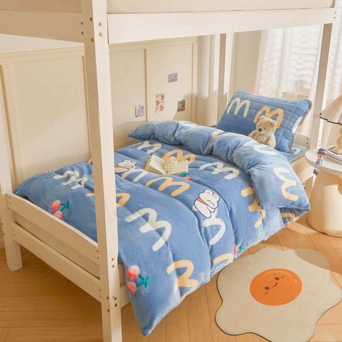 91家纺网 家纺一手货源 找家纺 （总）雅萱家纺 2025新款牛奶绒学生床垫三件套