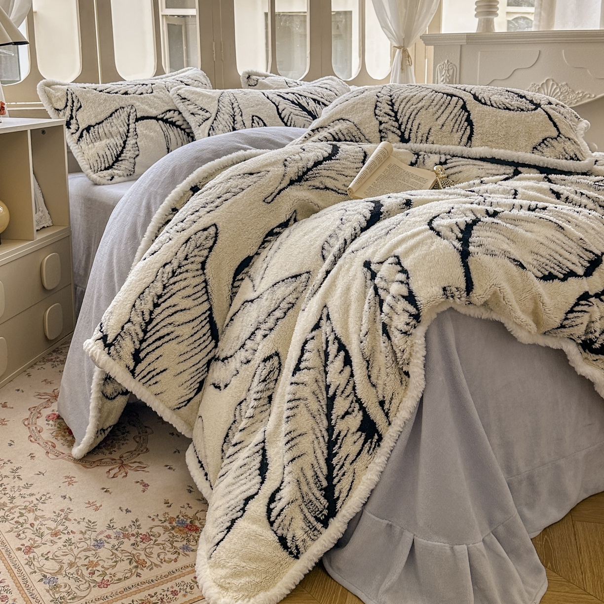 91家纺网 家纺一手货源 找家纺 新印象 2025新款阳离子绒牛奶绒保暖四件套 包边款阳离子绒-樊林米色