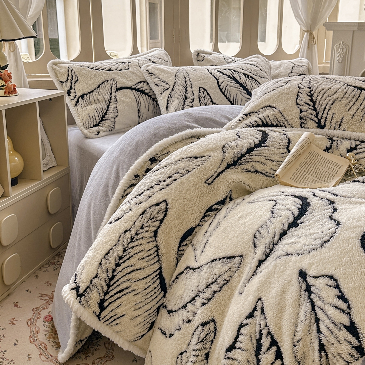 91家纺网 家纺一手货源 找家纺 新印象 2025新款纯棉老粗布三件套 花晨