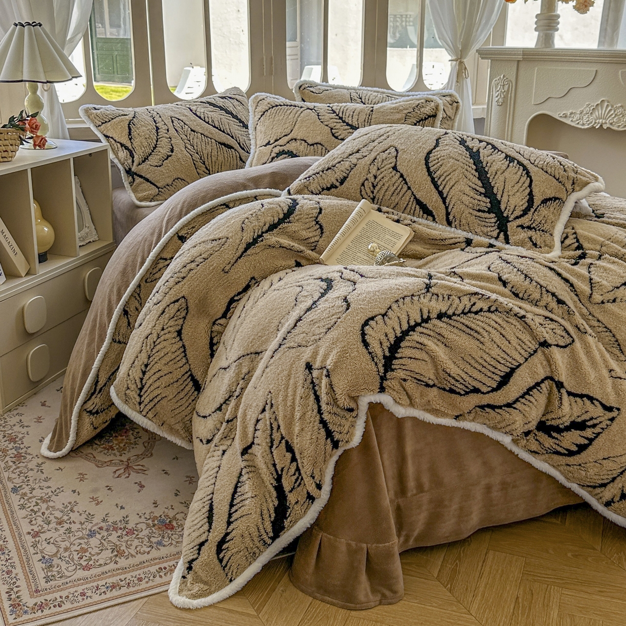 91家纺网 家纺一手货源 找家纺 新印象 2025新款阳离子绒牛奶绒保暖四件套 包边款阳离子绒 -樊林驼