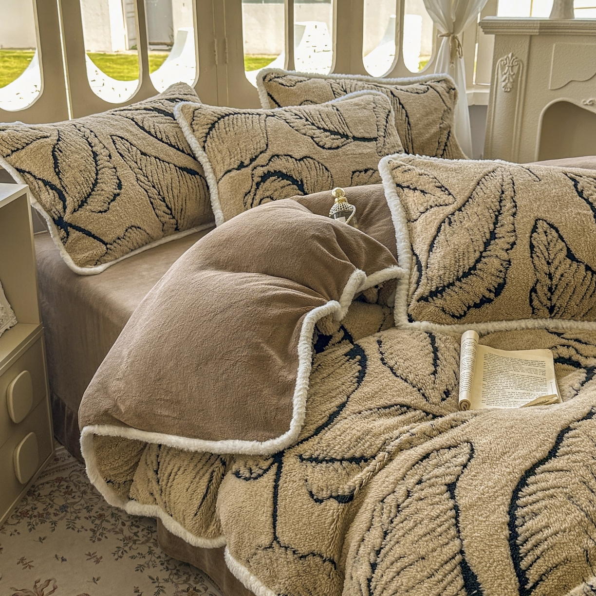 91家纺网 家纺一手货源 找家纺 新印象 2025新款阳离子绒牛奶绒保暖四件套 包边款阳离子绒 -樊林驼