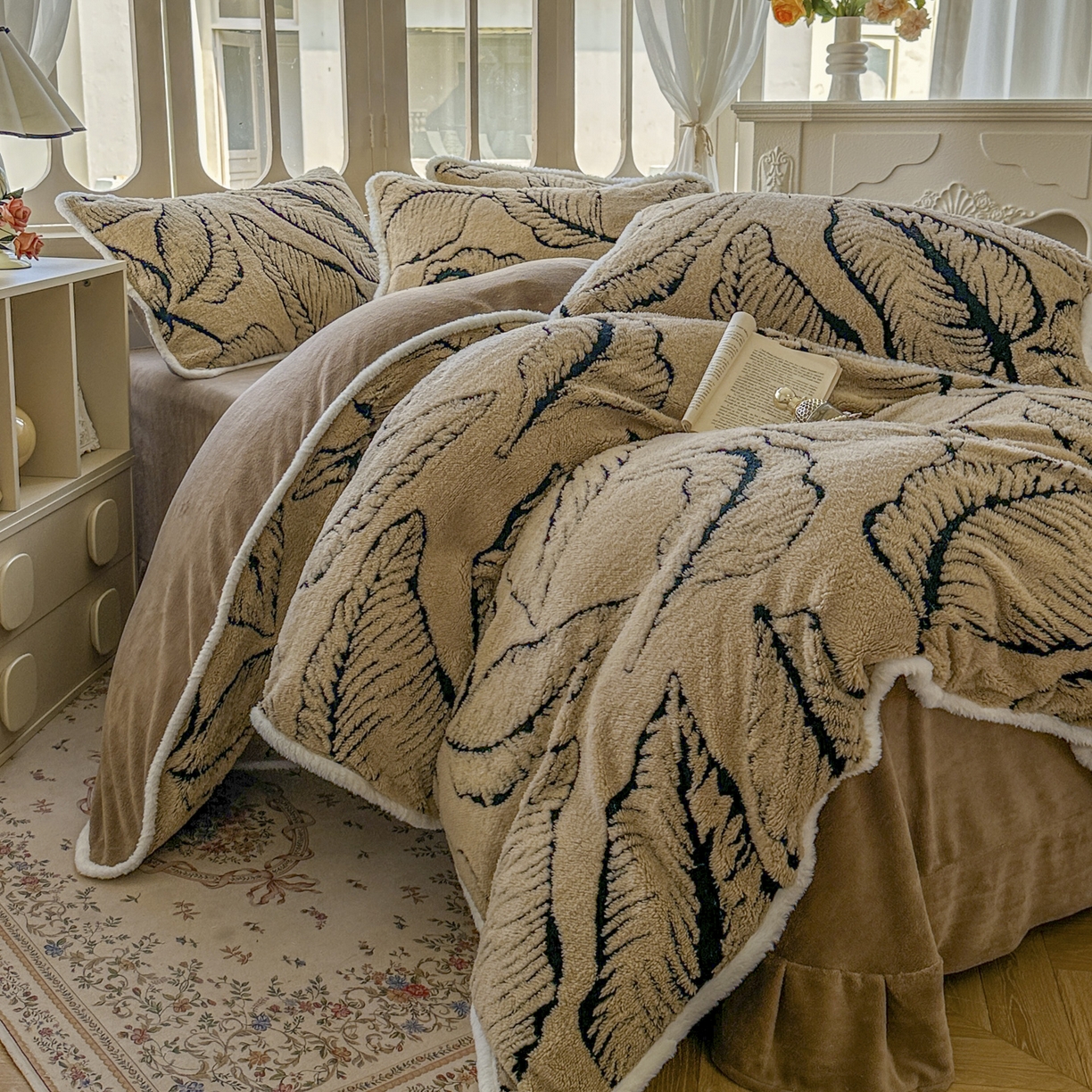 91家纺网 家纺一手货源 找家纺 新印象 2025新款阳离子绒牛奶绒保暖四件套 包边款阳离子绒 -樊林驼