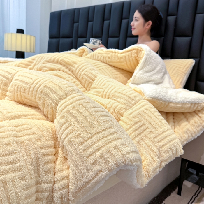 91家纺网 家纺一手货源 找家纺 （总）蓝冰家纺 2025新款塔芙绒提花冬被被子被芯