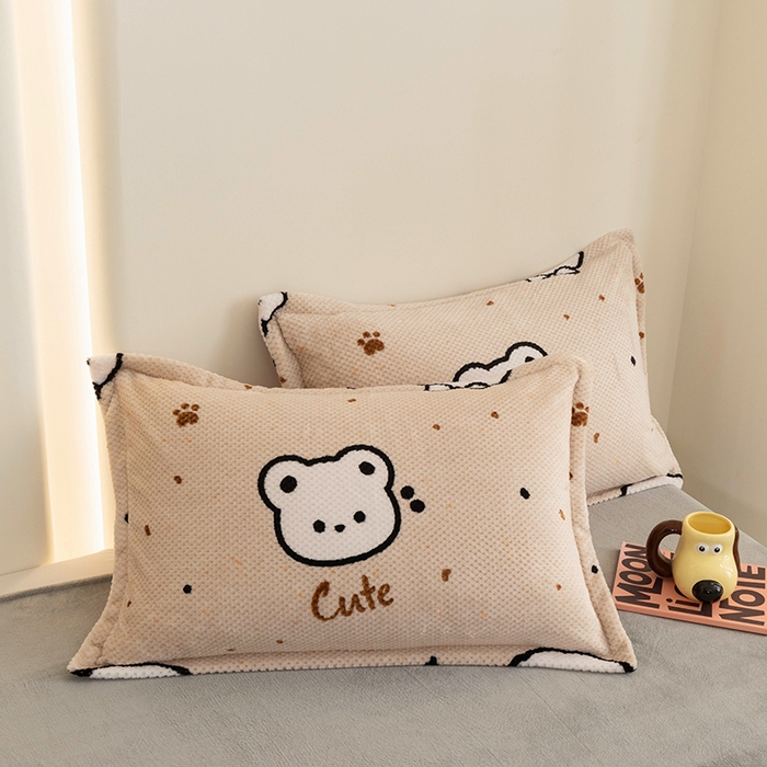 倾慕家纺 2026新款立体菠萝格印花单枕套 米粒乐园