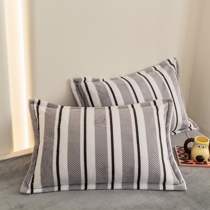 倾慕家纺 2026新款立体菠萝格印花单枕套 挪威灰