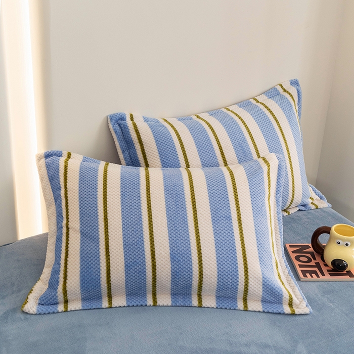 倾慕家纺 2026新款立体菠萝格印花单枕套 挪威蓝