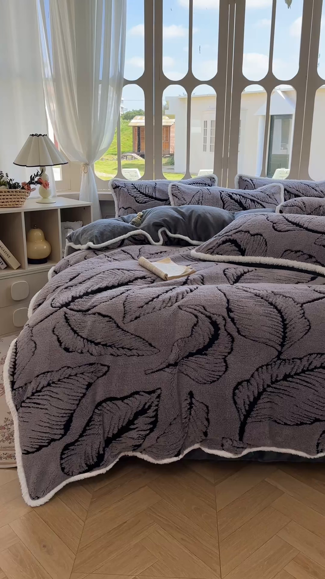 91家纺网 家纺一手货源 找家纺 新印象 2025新款阳离子绒牛奶绒保暖四件套 包边款阳离子绒-樊林深灰