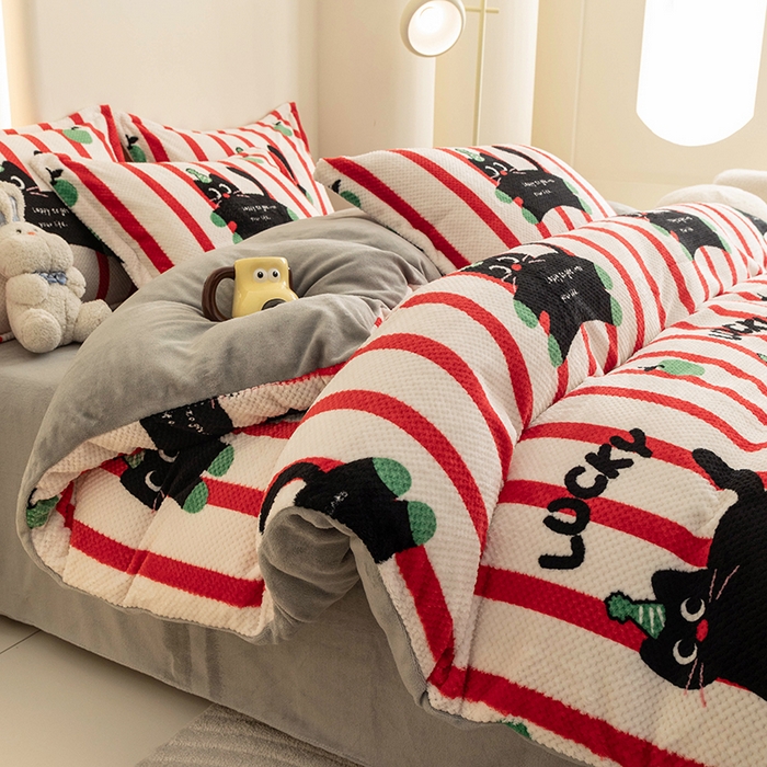 91家纺网 家纺一手货源 找家纺 倾慕家纺 2026新款立体菠萝格印花单枕套 红黑猫