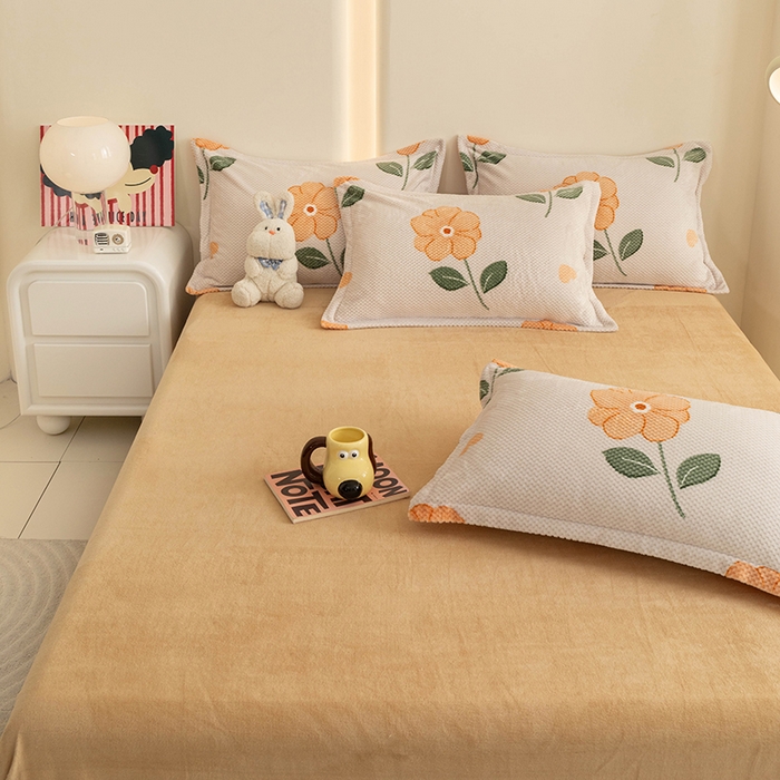 91家纺网 家纺一手货源 找家纺 倾慕家纺 2026新款立体菠萝格印花单枕套 黄小花