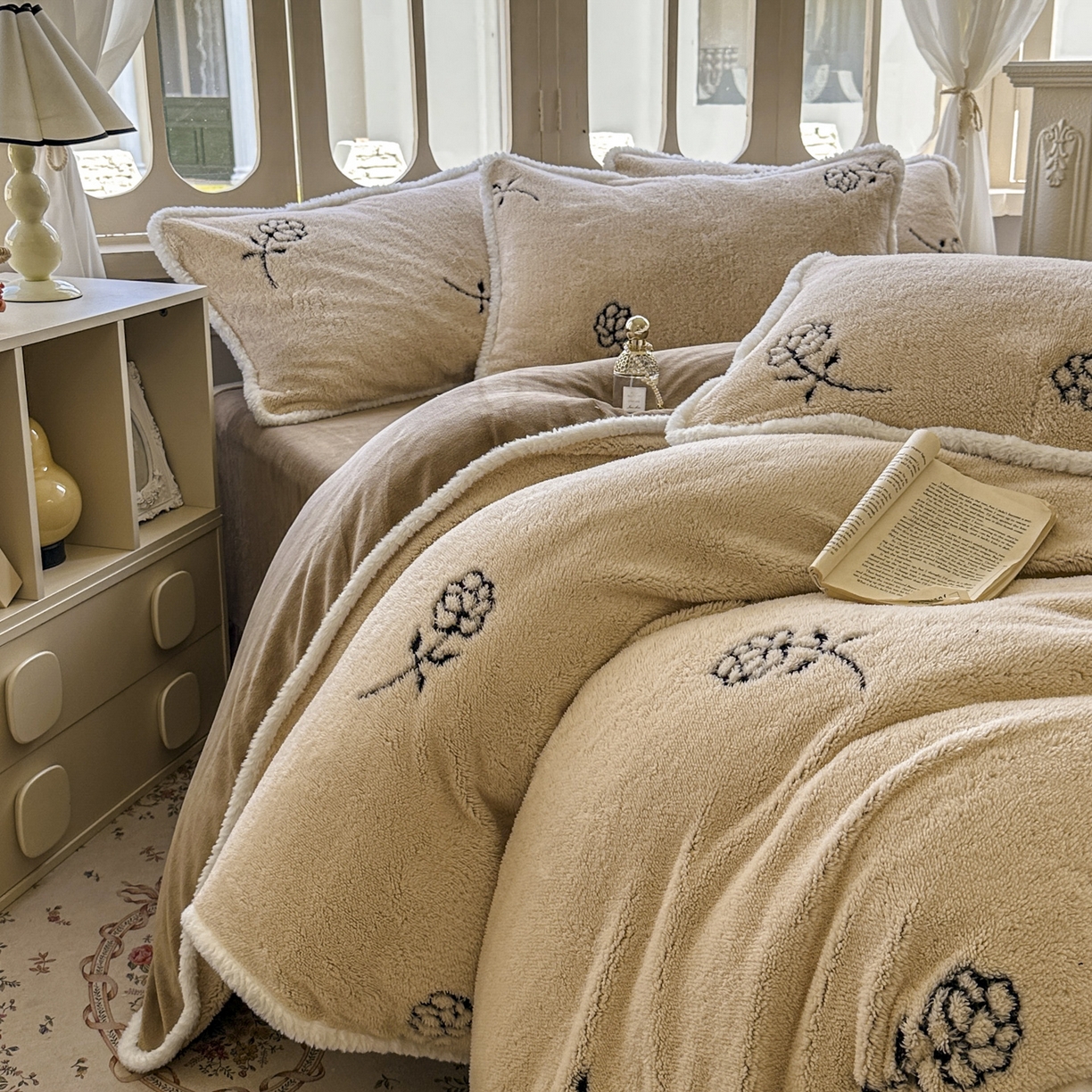 新印象 2025新款阳离子绒牛奶绒保暖四件套 包边款阳离子绒-赫本