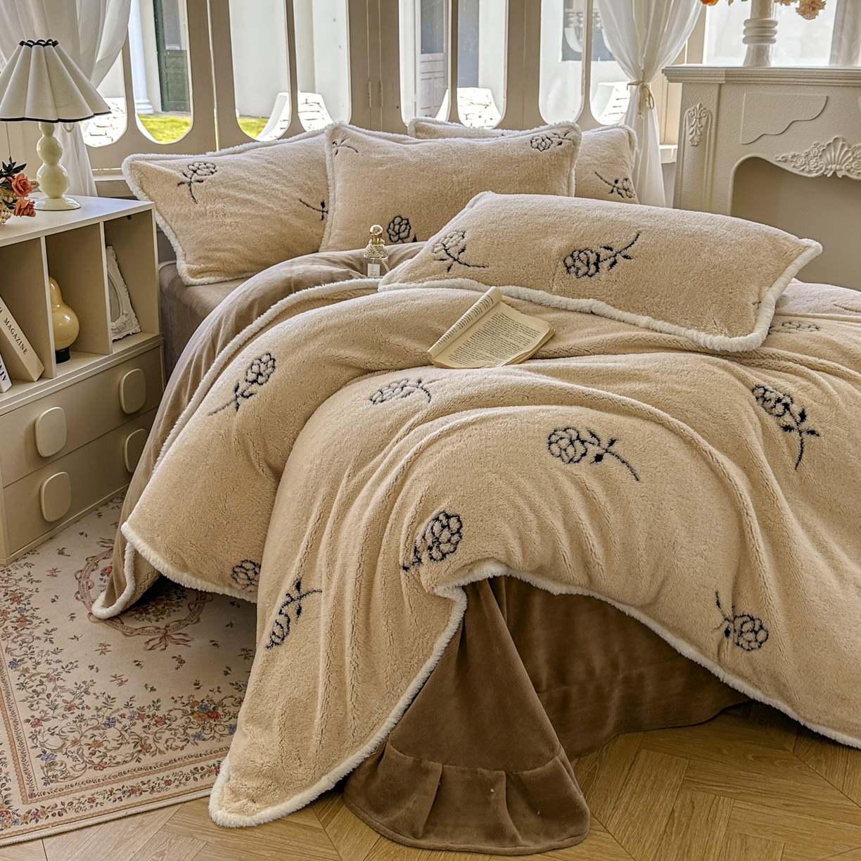 91家纺网 家纺一手货源 找家纺 新印象 2025新款阳离子绒牛奶绒保暖四件套 包边款阳离子绒-赫本