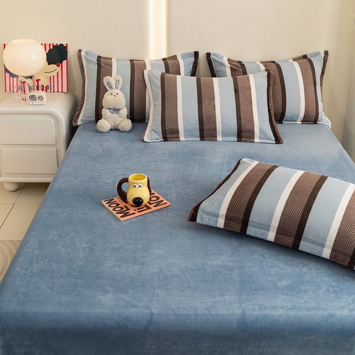 91家纺网 家纺一手货源 找家纺 倾慕家纺 2026新款立体菠萝格印花单枕套 自由蓝