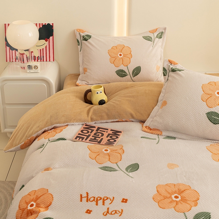 91家纺网 家纺一手货源 找家纺 倾慕家纺 2026新款立体菠萝格印花单枕套 黄小花