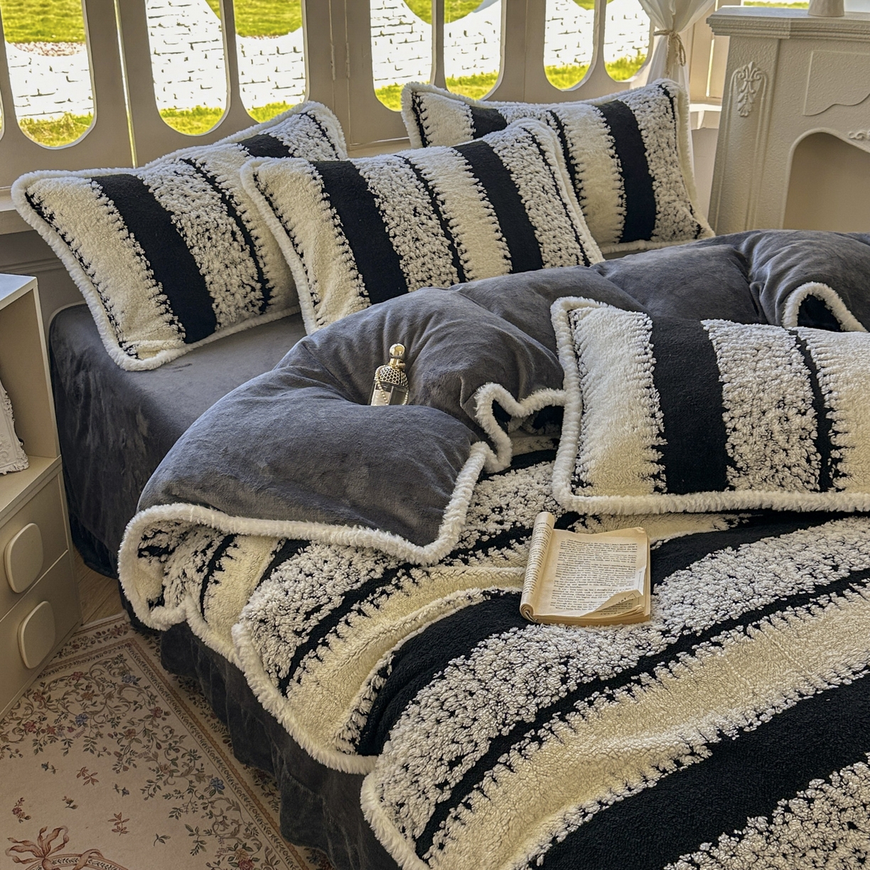 91家纺网 家纺一手货源 找家纺 新印象 2025新款阳离子绒牛奶绒保暖四件套 包边款阳离子绒-里维斯