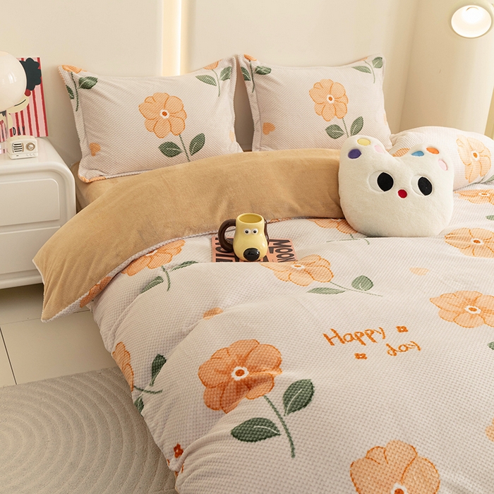 91家纺网 家纺一手货源 找家纺 倾慕家纺 2026新款立体菠萝格印花单枕套 黄小花