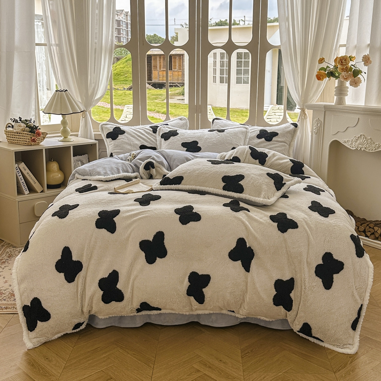 91家纺网 家纺一手货源 找家纺 新印象 2025新款阳离子绒牛奶绒保暖四件套 包边款阳离子绒-琳蝶