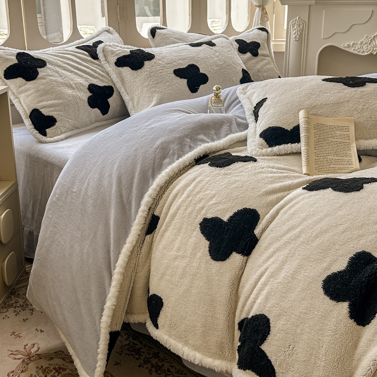 91家纺网 家纺一手货源 找家纺 新印象 2025新款阳离子绒牛奶绒保暖四件套 包边款阳离子绒-琳蝶