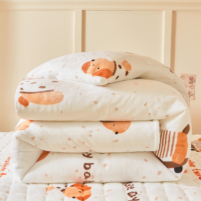 91家纺网 家纺一手货源 找家纺 雅萱家纺 2025新款牛奶绒学生床垫三件套 牛奶绒床垫三件套-滑板狗狗