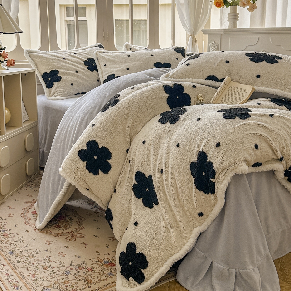 91家纺网 家纺一手货源 找家纺 新印象 2025新款阳离子绒牛奶绒保暖四件套 包边款阳离子绒-慕朵