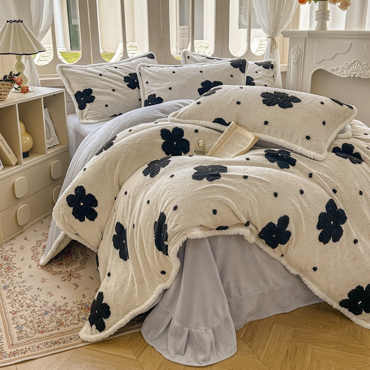 91家纺网 家纺一手货源 找家纺 新印象 2025新款阳离子绒牛奶绒保暖四件套 包边款阳离子绒-慕朵