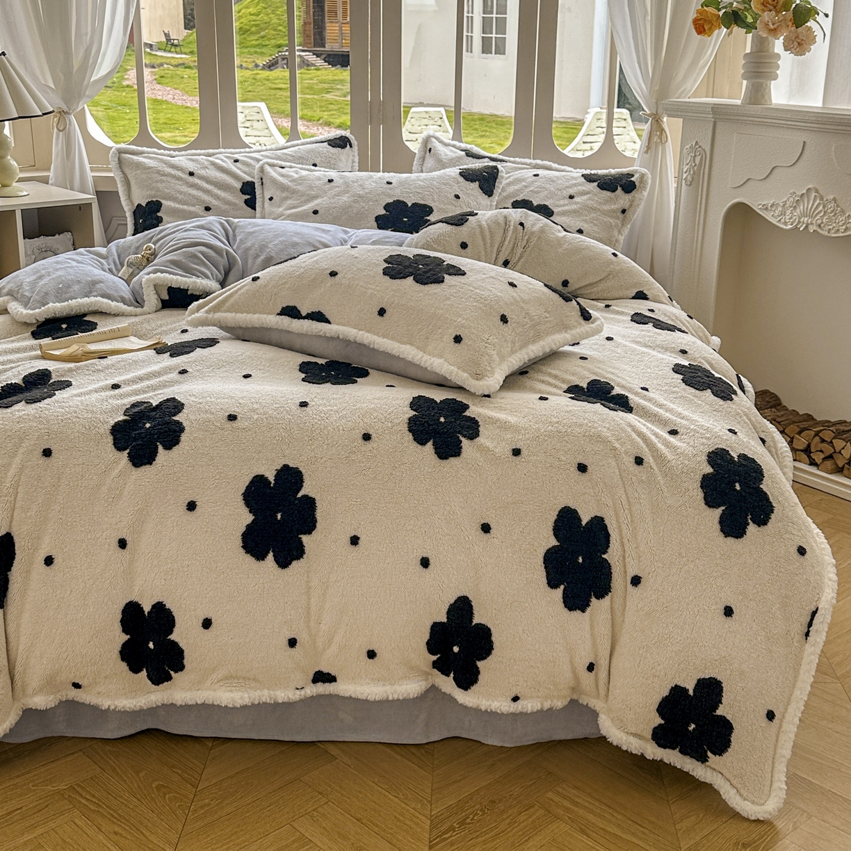 91家纺网 家纺一手货源 找家纺 新印象 2025新款阳离子绒牛奶绒保暖四件套 包边款阳离子绒-慕朵