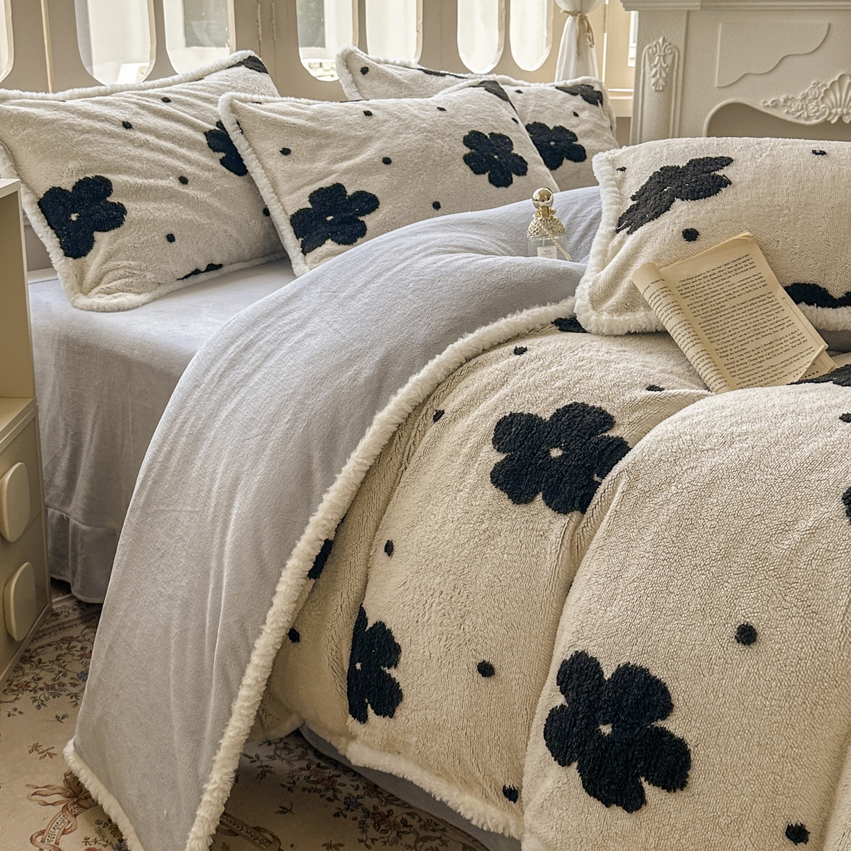 91家纺网 家纺一手货源 找家纺 新印象 2025新款阳离子绒牛奶绒保暖四件套 包边款阳离子绒-慕朵