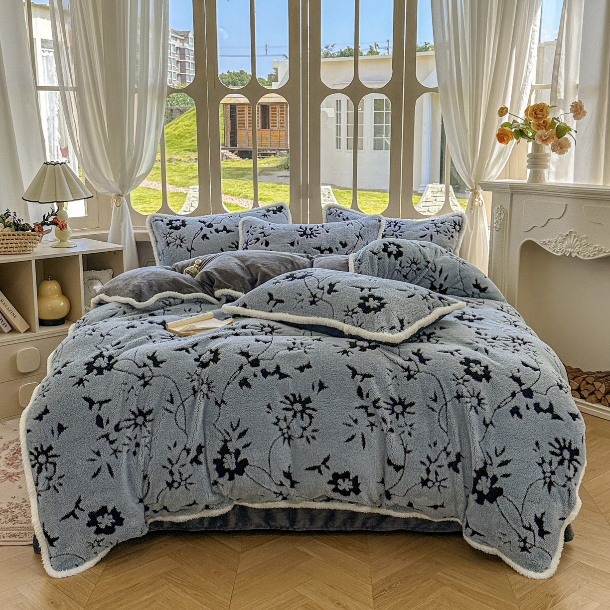 91家纺网 家纺一手货源 找家纺 新印象 2025新款阳离子绒牛奶绒保暖四件套 包边款阳离子绒-缇娜