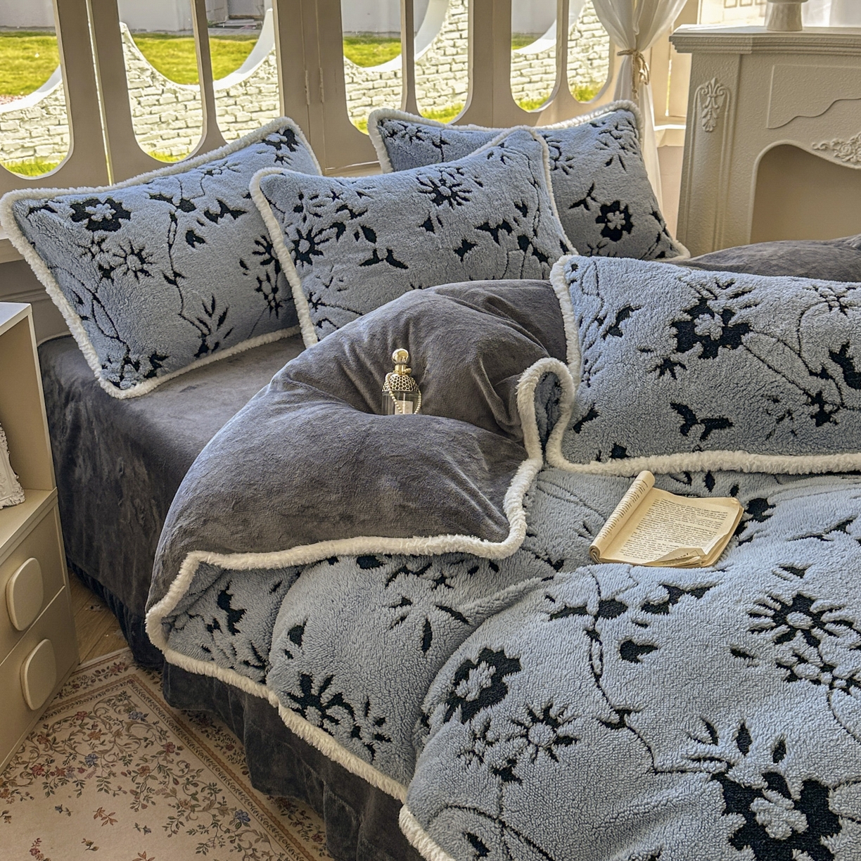 91家纺网 家纺一手货源 找家纺 新印象 2025新款阳离子绒牛奶绒保暖四件套 包边款阳离子绒-缇娜