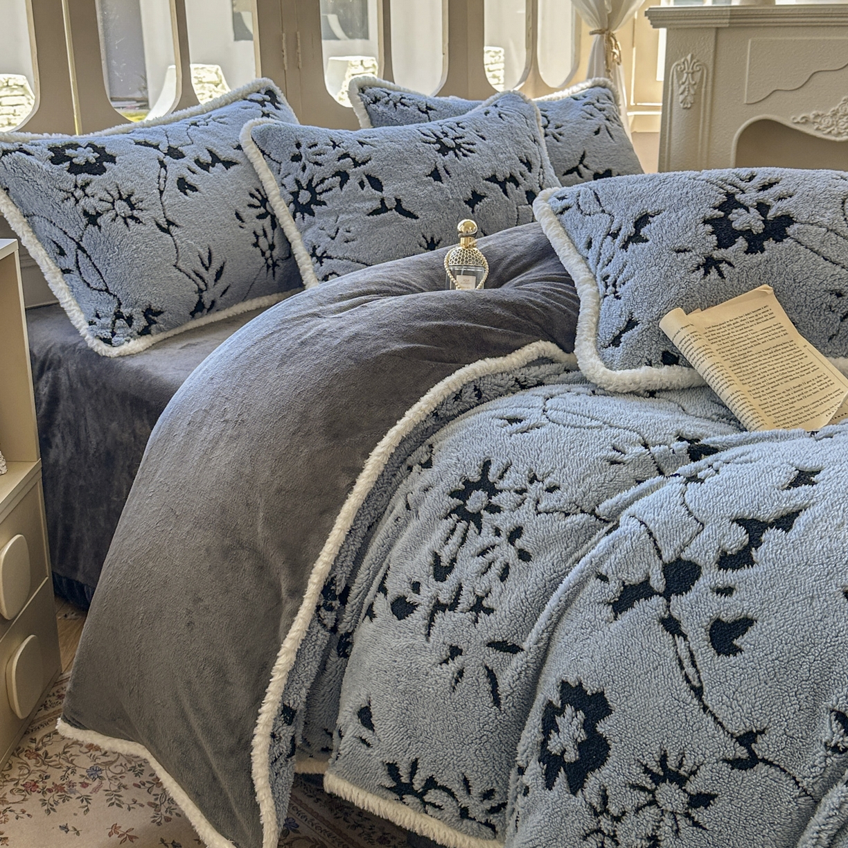 91家纺网 家纺一手货源 找家纺 新印象 2025新款阳离子绒牛奶绒保暖四件套 包边款阳离子绒-缇娜