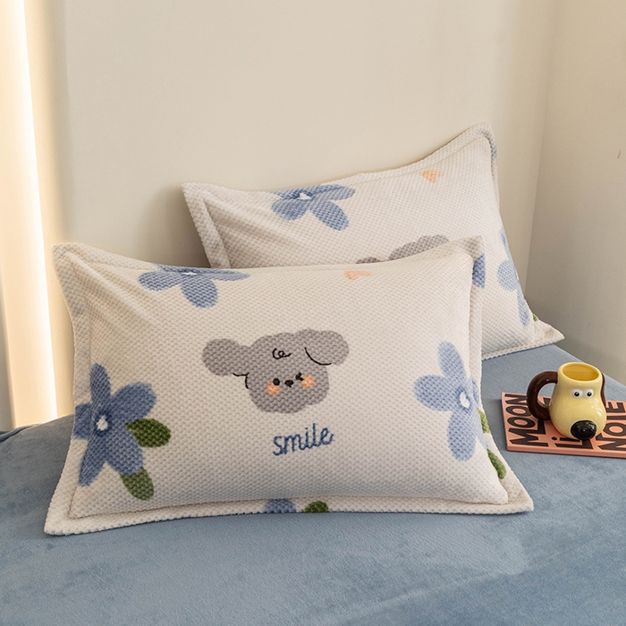 倾慕家纺 2026新款立体菠萝格印花单枕套 考拉狗