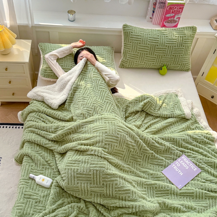 91家纺网 家纺一手货源 找家纺 （总）蓝冰家纺 2025新款塔芙绒提花毛毯