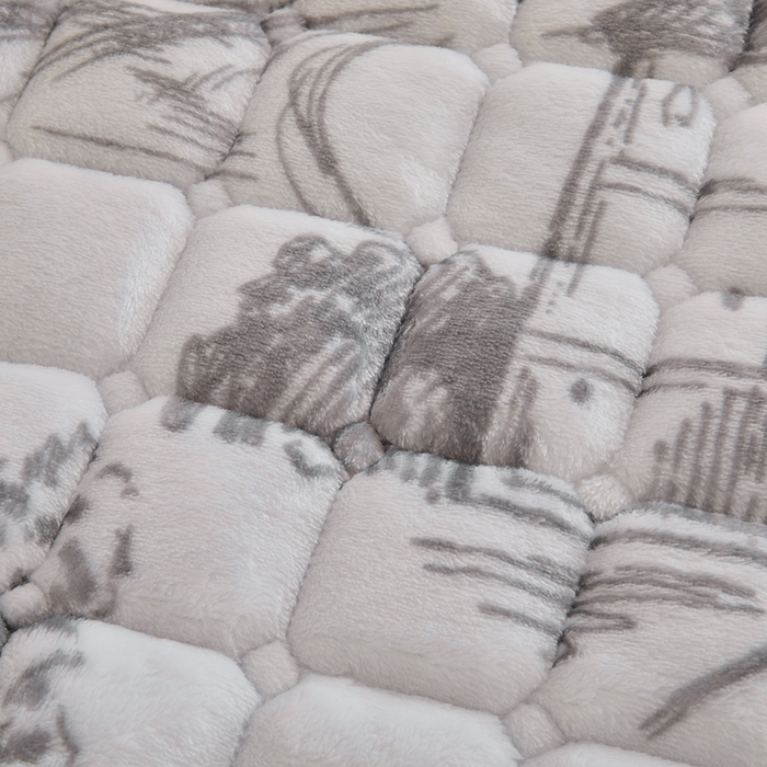 91家纺网 家纺一手货源 找家纺 雅萱家纺 2025新款牛奶绒学生床垫三件套 牛奶绒床垫三件套-水墨城堡灰