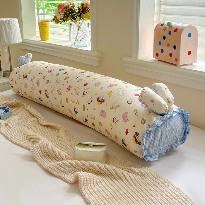 91家纺网 家纺一手货源 找家纺 亦帆枕芯 2025新款好大一只全棉纯棉加大情侣双人枕头加大兔耳抱枕孕妇枕枕芯加枕套可拆洗 小新蓝-兔耳抱枕