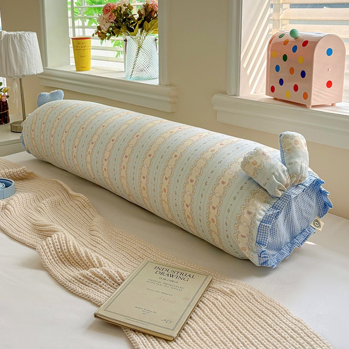 91家纺网 家纺一手货源 找家纺 亦帆枕芯 2025新款好大一只全棉纯棉加大情侣双人枕头加大兔耳抱枕孕妇枕枕芯加枕套可拆洗 小花蓝-兔耳抱枕