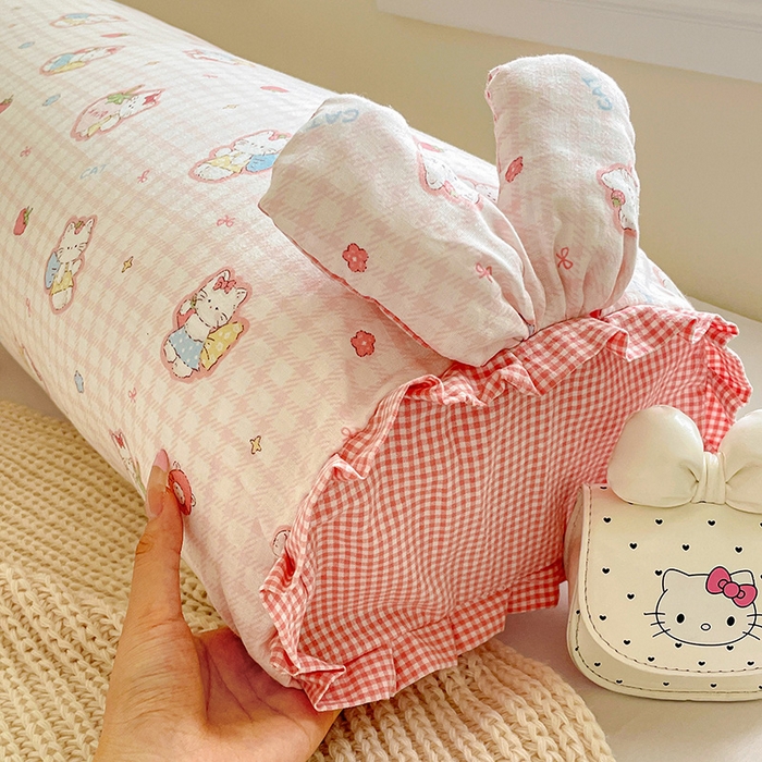 91家纺网 家纺一手货源 找家纺 亦帆枕芯 2025新款好大一只全棉纯棉加大情侣双人枕头加大兔耳抱枕孕妇枕枕芯加枕套可拆洗 可爱猫咪粉-兔耳抱枕