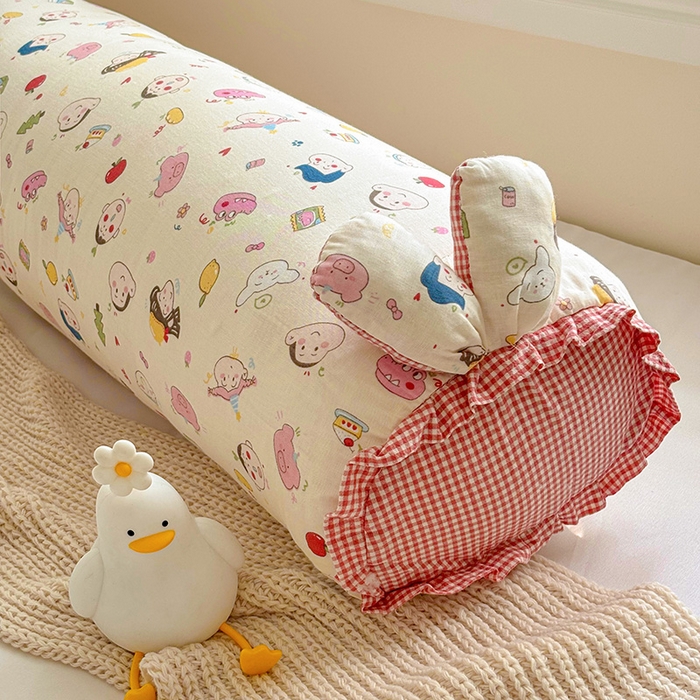 91家纺网 家纺一手货源 找家纺 亦帆枕芯 2025新款好大一只全棉纯棉加大情侣双人枕头加大兔耳抱枕孕妇枕枕芯加枕套可拆洗 小新粉-兔耳抱枕