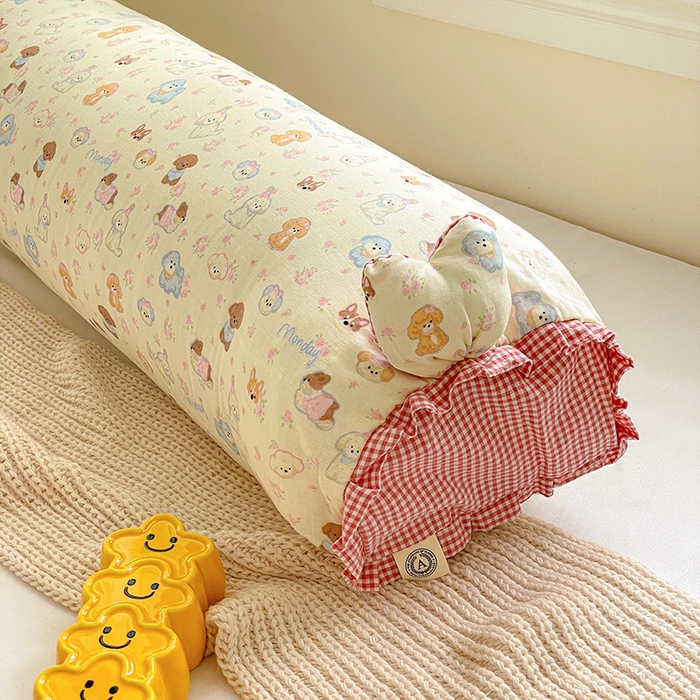 91家纺网 家纺一手货源 找家纺 亦帆枕芯 2025新款好大一只全棉纯棉加大情侣双人枕头加大兔耳抱枕孕妇枕枕芯加枕套可拆洗 奶芙狗粉-兔耳抱枕