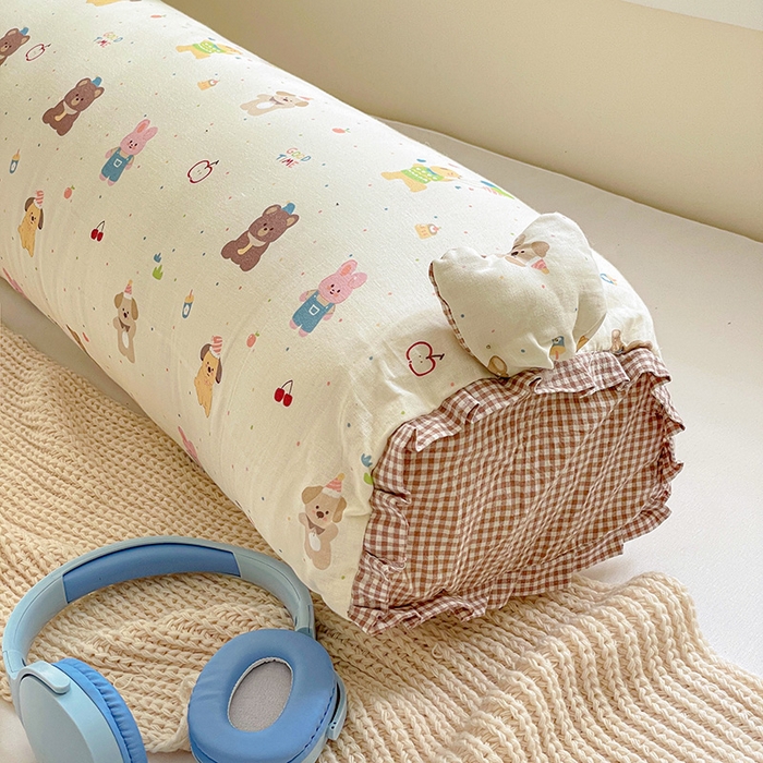 91家纺网 家纺一手货源 找家纺 亦帆枕芯 2025新款好大一只全棉纯棉加大情侣双人枕头加大兔耳抱枕孕妇枕枕芯加枕套可拆洗 萌宠乐园咖-兔耳抱枕