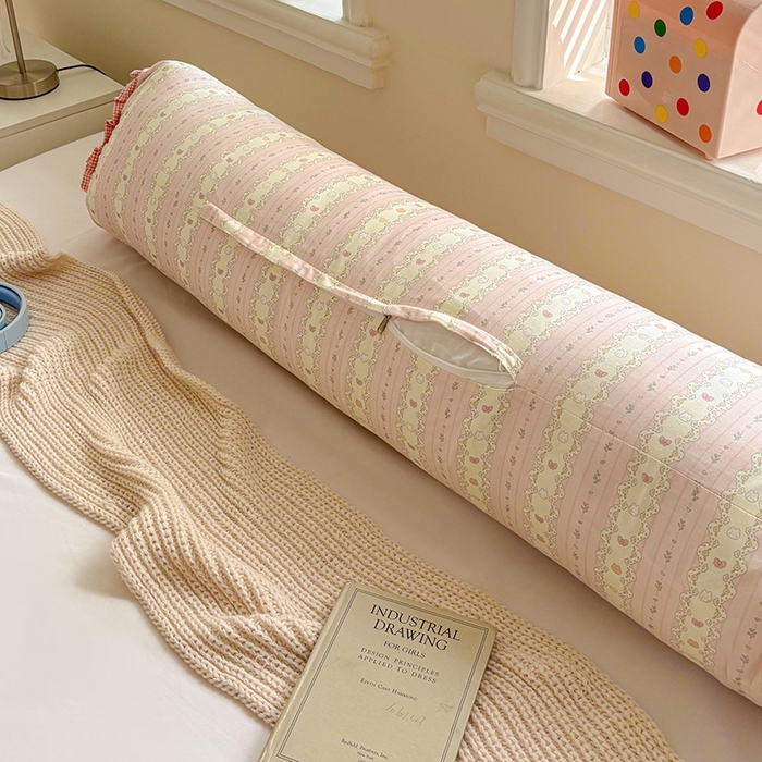 91家纺网 家纺一手货源 找家纺 亦帆枕芯 2025新款好大一只全棉纯棉加大情侣双人枕头加大兔耳抱枕孕妇枕枕芯加枕套可拆洗 小花粉-兔耳抱枕