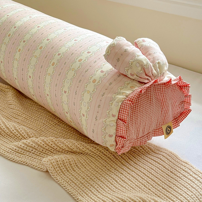 91家纺网 家纺一手货源 找家纺 亦帆枕芯 2025新款好大一只全棉纯棉加大情侣双人枕头加大兔耳抱枕孕妇枕枕芯加枕套可拆洗 小花粉-兔耳抱枕