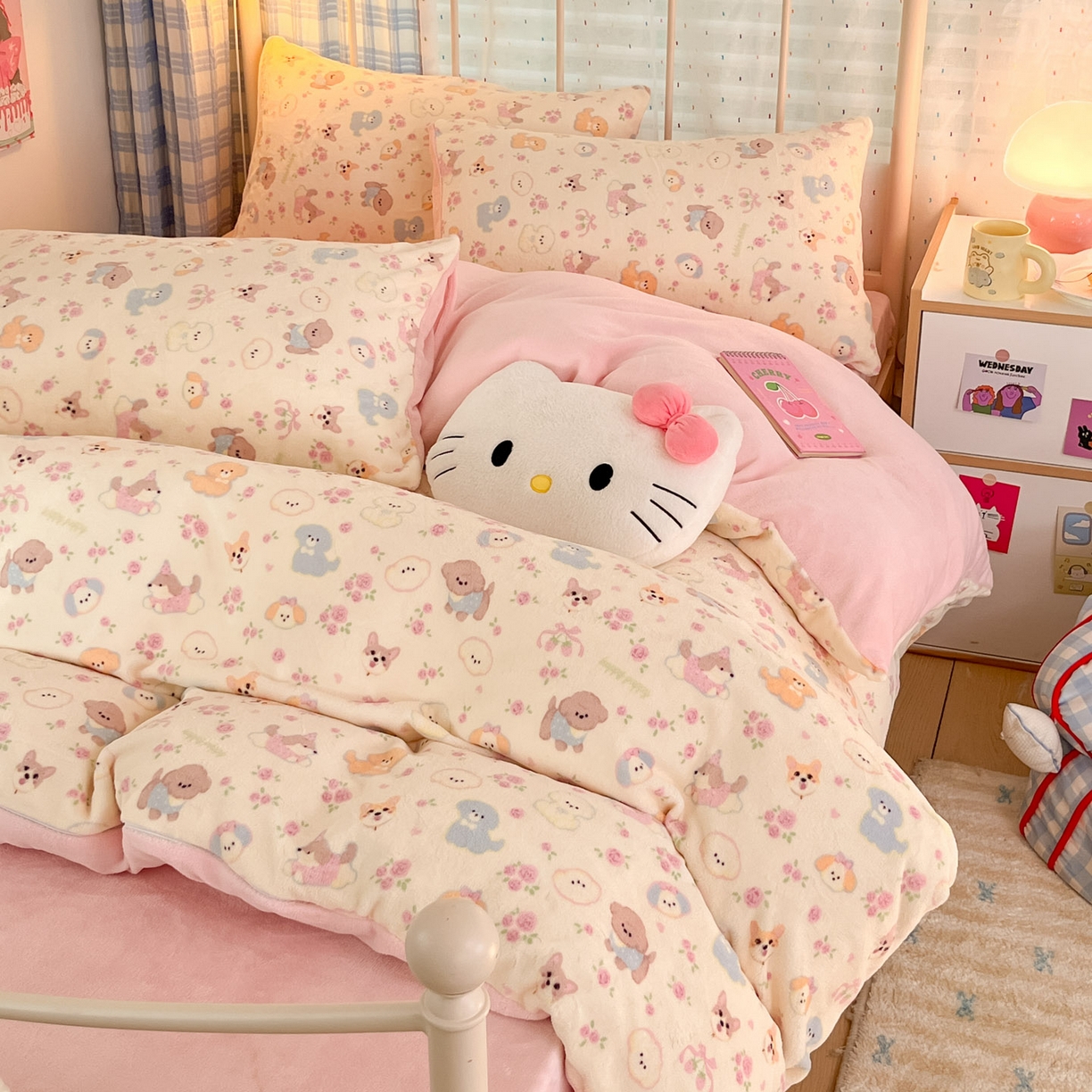 91家纺网 家纺一手货源 找家纺 （总）梦洋家纺 2025新款软fufu加厚保暖可爱系牛奶绒宿舍床套件系列