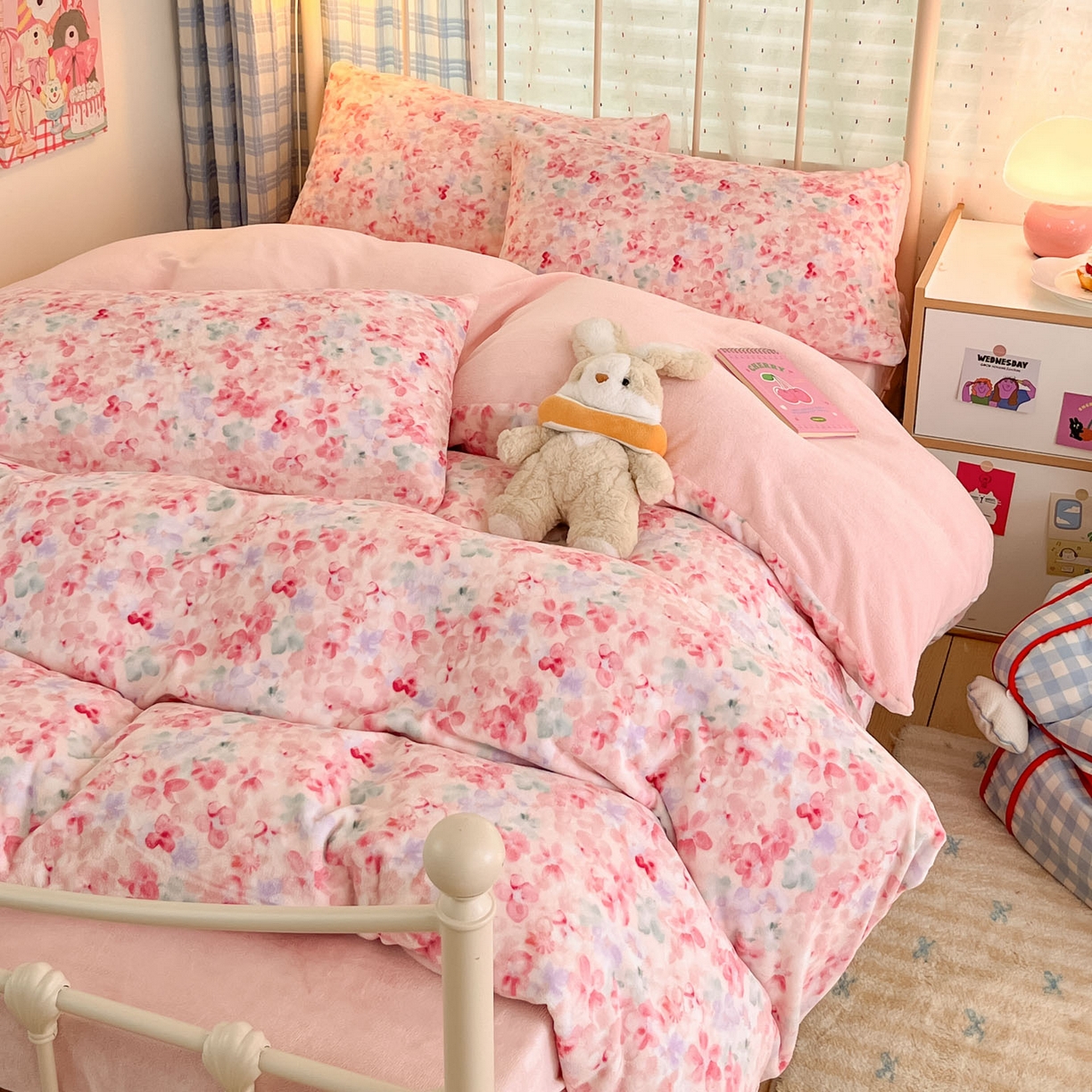 91家纺网 家纺一手货源 找家纺 （总）梦洋家纺 2025新款软fufu加厚保暖可爱系牛奶绒宿舍床套件系列