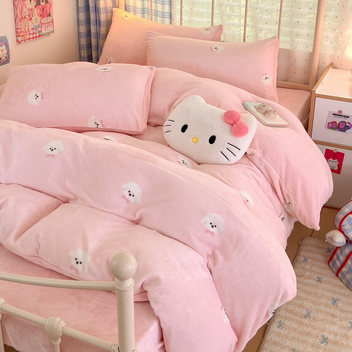 91家纺网 家纺一手货源 找家纺 （总）梦洋家纺 2025新款软fufu加厚保暖可爱系牛奶绒宿舍床套件系列