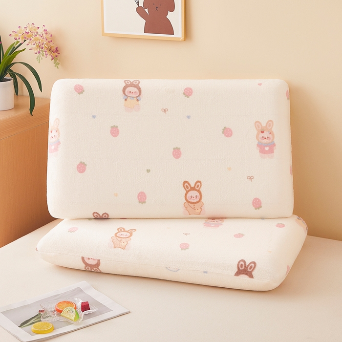 翎盈家纺 2025新款牛奶绒深睡枕专用枕套面包记忆枕枕头套 草莓萌宝