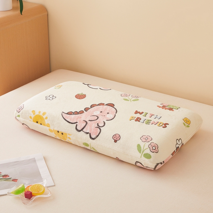 91家纺网 家纺一手货源 找家纺 翎盈家纺 2025新款牛奶绒深睡枕专用枕套面包记忆枕枕头套 淘气恐龙